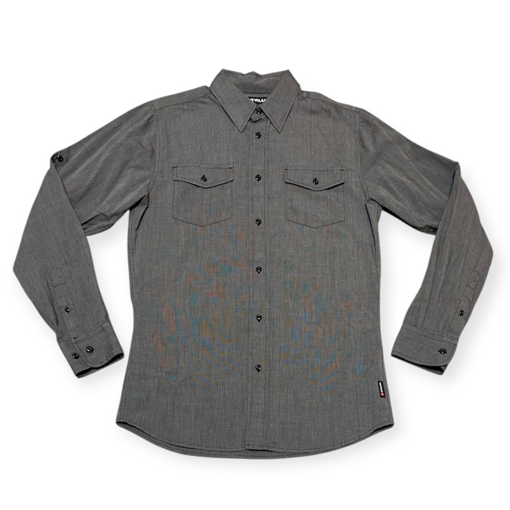 Men's Airwalk Gray Button Up Shirt Size M 90's Y2K